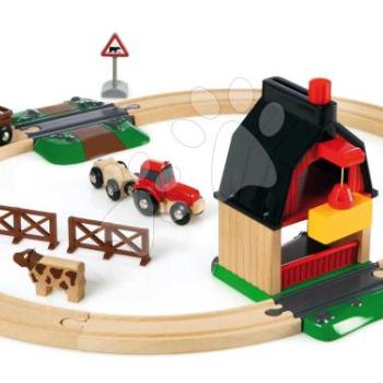Fa vonatpálya Farma Railway Set Farm BRIO 20 részes vonattal traktorral és mágneses daruval 3 évtől BRIO7198 kép