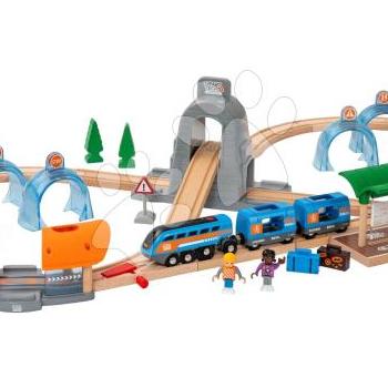 Fa vonatpálya interaktív alagúttal Smart Tech Sound Action Tunnel Travel Set BRIO 37 részes alkalmazásra csatlakoztatható elektronikus vonat fénnyel és hangrögzítési funkcióval kép