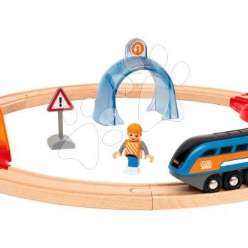 Fa vonatpálya interaktív alagúttal World Train Set Smart Tech Sound Action Tunnel BRIO 14 részes és alkalmazásra csatlakoztatható elektronikus vonat hangrögzítéssel 3 évtől BRIO9741 kép