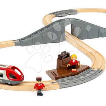 Fa vonatpálya Kezdőszett Starter Travel Train Set BRIO személyvonattal peronnal és 2 figurával 22 részes kép