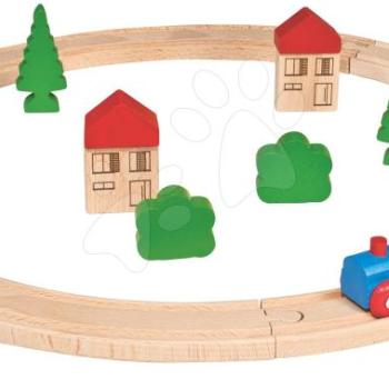 Fa vonatpálya Wooden Toy Eichhorn kiegészítőkkel házakkal és fákkal 20 részes kép