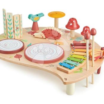 Fa zenei asztal Musical Table Tender Leaf Toys dobbal  xilofónnal síppal kép