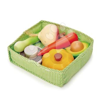 Fa zöldségek Veggie Crate Tender Leaf Toys 6 darab textil kosárban kép