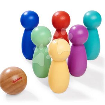 Fajáték bowling Games Eichhorn 6 színes tekebábúval és fagolyóval kép