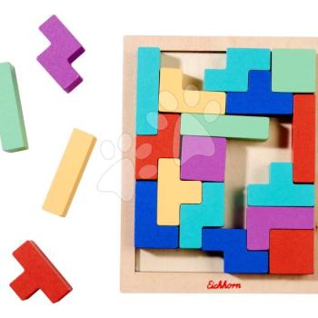 Fajáték Tetris Games Shape Eichhorn 20 színes kocka és alap kép