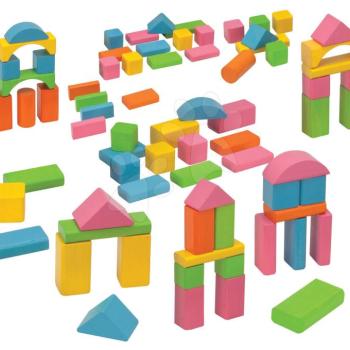 Fakockák Coloured Wooden Blocks Eichhorn színesek 75 db különböző formák 25 mm magas 12 hó-tól kép