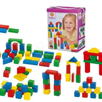 Fakockák Wooden Toy Blocks Eichhorn színesek 85 darab különböző formákban 12 hó-tól kép