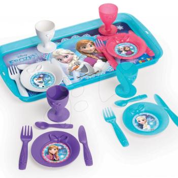 Felszolgáló tálca étkészlettel Frozen Disney Smoby csillámos és 21 kiegészítővel kép