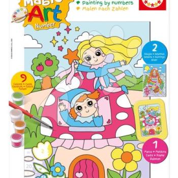 Festés számok szerint Fantázia Magic Art Number Fantasy Educa 2 kép kerettel és 9 szín ecsettel és palettával 6 évtől kép