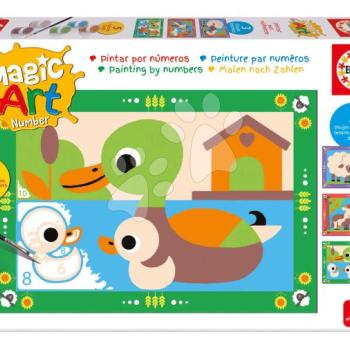 Festés számok szerint Farm Magic Art Number Farm Educa 3 kép 5 festékkel ecsettel és palettával 4 évtől kép