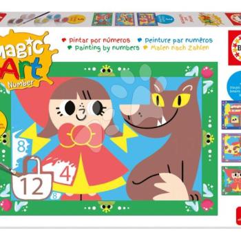 Festés számok szerint Klasszikus mesék Magic Art Number Classic Tales Educa 3 kép 5 festékkel ecsettel és palettával 4 évtől kép