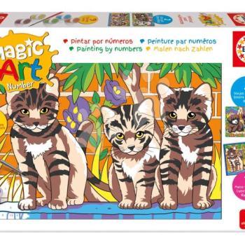 Festés számok szerint Kutyusok és cicák Magic Art Number Cats & Dogs Educa 2 kép kerettel és 9 szín ecsettel és palettával 9 évtől kép
