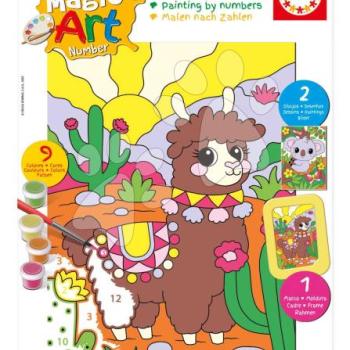 Festés számok szerint Láma & Koala Magic Art Number Educa 2 kép kerettel és 9 szín ecsettel és palettával 6 évtől kép