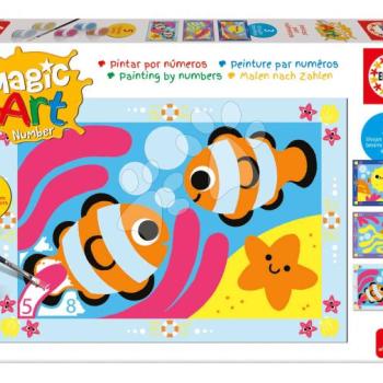 Festés számok szerint Tenger Magic Art Number Under The Sea Educa 3 kép 5 festékkel ecsettel és palettával 4 évtől kép