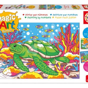 Festés számok szerint  Tengeri élőlények Magic Art Number Marine Animals Educa 2 kép kerettel és 9 szín ecsettel és palettával 9 évtől kép