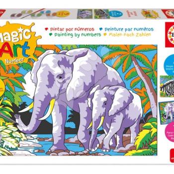 Festés számok szerint Vadállatok Magic Art Number Wild Animals Educa 2 kép kerettel és 9 szín ecsettel és palettával 9 évtől kép