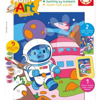 Festés számok szerint Világűr Magic Art Number Space Scene Educa 2 kép kerettel és 9 szín ecsettel és palettával 6 évtől kép