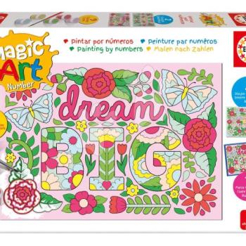 Festés számok szerint Virágok Magic Art Number Flowers Educa 2 kép kerettel és 9 szín ecsettel és palettával 9 évtől kép