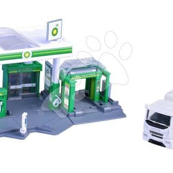Garázs töltőállomással és autómosóval BP Petrol Station Majorette fém Iveco kisautóval 5 évtől kép
