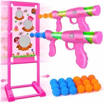 Giga méretű céllövő készlet - mozgó céltáblával, 2 játékfegyverrel és szivacstöltényekkel - pink (BBL) kép