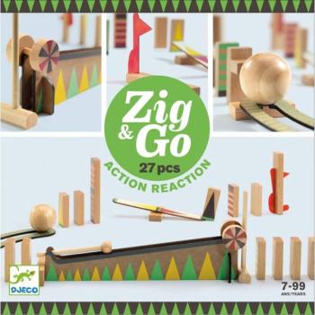 Gurul és borul - Dominós golyópálya 27 db-os - Zig &amp; Go - 27 pcs - Djeco kép