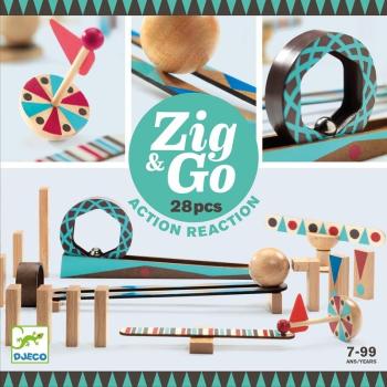 Gurul és borul - Dominós golyópálya 28 db-os - Zig &amp; Go - 28 pcs - Djeco kép