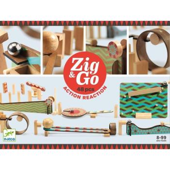 Gurul és borul - Dominós golyópálya 48 db-os - Zig &amp; Go - 48 pcs - Djeco kép