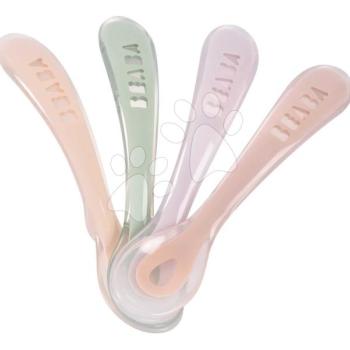 Gyakorlókanalak Second Age Silicone Spoons Cotton Candy Sorbet Mystic Green Lilac Set Beaba szilikonból önálló étkezéshez 4 darab 8 hó-tól kép