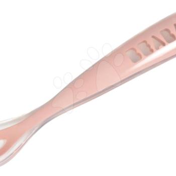 Gyermek kanál Beaba Ergonomic 1st age Old Pink szilikonból rózsaszín 17 cm 4 hó-tól kép