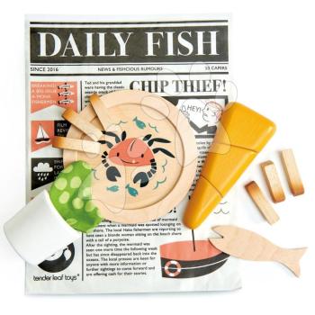 Hagyományos angol vacsora halászoknak Fish and Chips supper Tender Leaf Toys újságpapírban(fából) kép