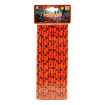 Halloween szívószál 25 db kétféle mintával kép