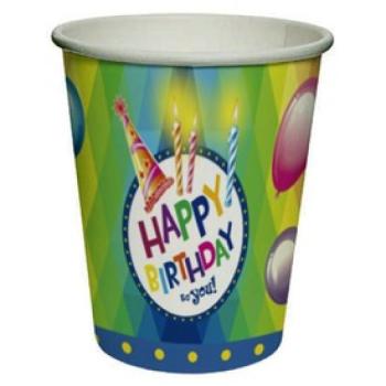 Happy Birthday papírpohár 8 darabos - 250 ml kép