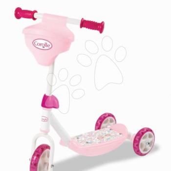 Háromkerekű roller Corolle 3 Wheels Scooter Smoby kosárral játékbabának csúszásmentes és magasságilag állítható a kormány kép