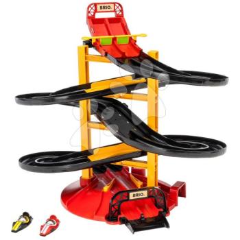 Háromszintes versenytoron Roll Racing Tower BRIO 2 kisautóval és céllal 19 részes kép