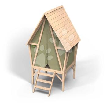 Házikó és sátor pilléreken ciprusfából Yuki 300 Playhouse Exit Toys csúszdával és ponyvával mágneses zárással kép