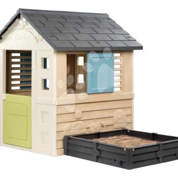 Házikó homokozóval és kerttel 2in1 Square Playhouse Life Smoby bővíthető 3 ablakkal 2 árnyékolóval és zsalugáterrel UV védelemmel 24 hó-tól - 2025 modell kép
