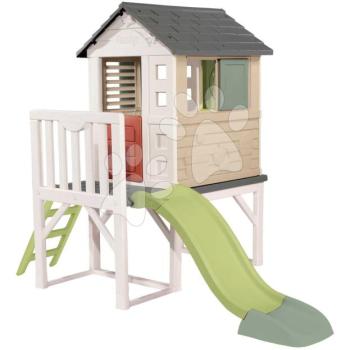 Házikó pilléreken 1,5 m csúszdával és vízsugárral House On Stilts Life Smoby bővíthető létrával és 2 ablak zsalugáterekkel UV védelemmel 24 hó-tól - 2025 modell kép