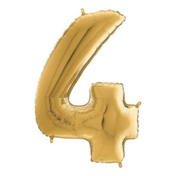 Héliumos fólia lufi, 4-es szám, 65 cm, arany kép