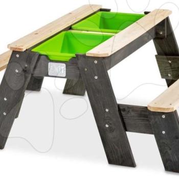 Homokozó asztal homokra és vízre cédrus Aksent sand&water table Exit Toys piknik 2 paddal fedéllel kép