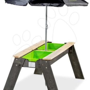 Homokozó asztal homokra és vízre cédrusból Aksent sand&water table Deluxe Exit Toys nagy fedéllel napernyővel és kerti szerszámokkal kép