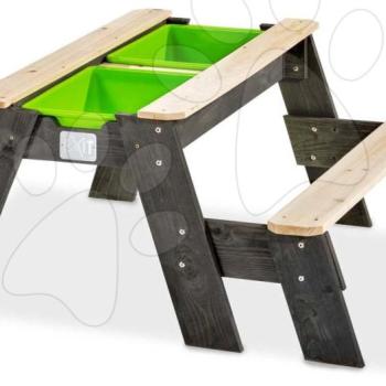 Homokozó asztal homokra és vízre cédrusból Aksent sand&water table Exit Toys piknik paddal és fedéllel kép