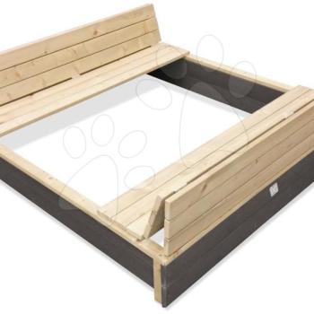 Homokozó beépitett padokkal fedéllel cédrusból Aksent wooden sandpit Exit Toys nagy 136*132 cm kép