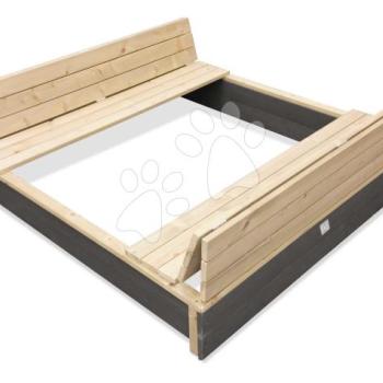 Homokozó padokkal Aksen Wooden Sandpit Exit Toys ciprus fedéllel térfogata 440 kg 136*132 cm 3 évtől kép