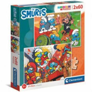 Hupikék Törpikék Supercolor 2 az 1-ben puzzle 2×60 db-os – Clementoni kép