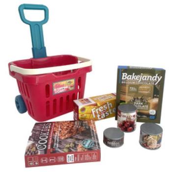 Húzható bevásárlókocsi játék élelmiszerekkel kép