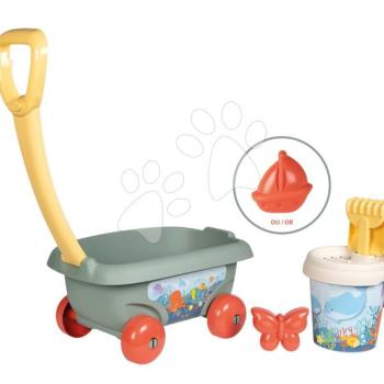 Húzható kiskocsi vödör szettel Beach Cart Life Smoby lapáttal gereblyével és formákkal 18 hó-tól - 2025 modell kép