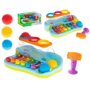 Interaktív, színes xilofon játék kalapáccsal és üthető labdákkal (BBI-6003) kép
