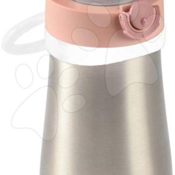 Ivó palack bidon duplafalú Stainless Steel Bottle Beaba Old Pink 350ml rózsaszín rozsdamentes acélból 18 hó-tól BE913522 kép