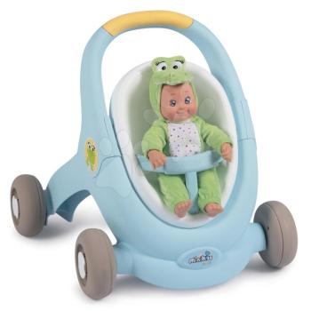 Járássegítő és babakocsi játékbabának Croc Baby Walker Minikiss 3in1 Smoby fékkel és biztonsági övvel 12 hó-tól kép