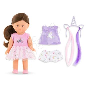 Játékbaba Romy Unicorn Set Mini Corolline Corolle barna szemek és barna haj 20 cm 3 kiegészítővel kép